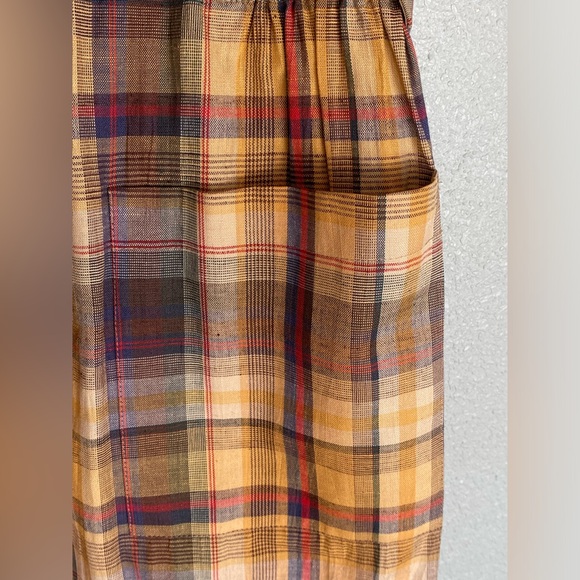 Vintage DAKS London Mustard Yellow Plaid Dress Medium - Picture 7 of 13